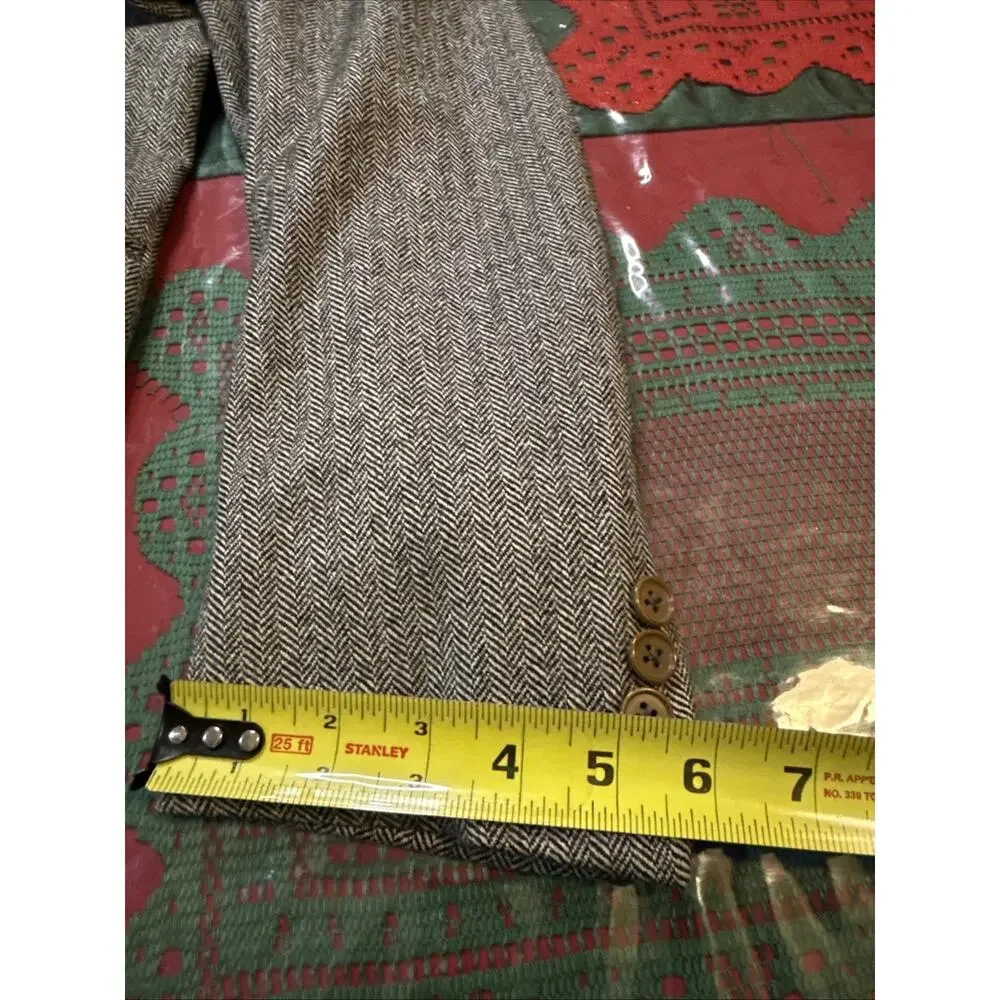 Ermenegildo Zegna Sport Coat 42R 52EU Wool Cashmere Herringbone Made In Italy - Picture 11 of 13